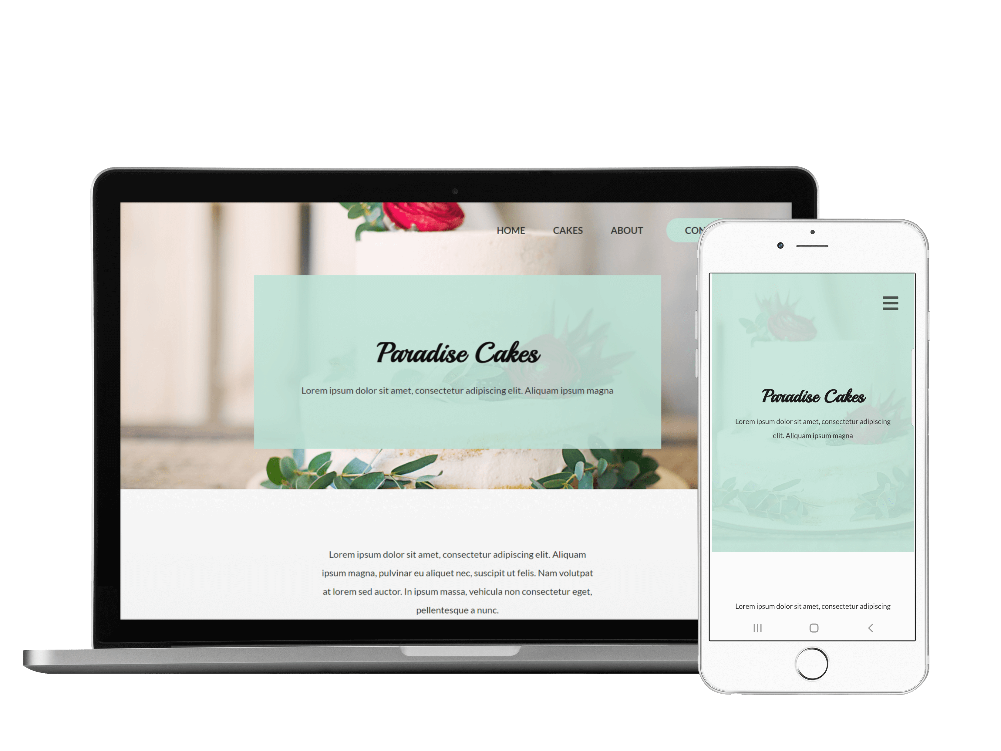 paradise cakes project mockup desktop and mobile